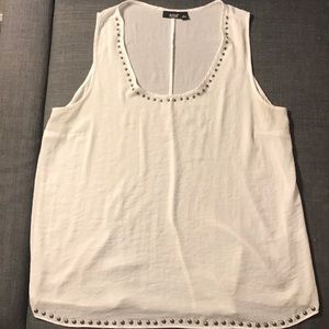 White Blouse Tank w/ Stud Detail